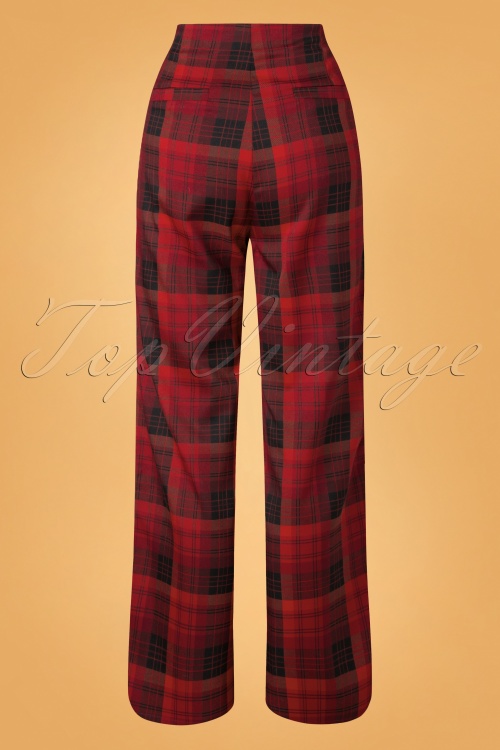 Vixen - 50s Senna Plaid Trousers in Red 2
