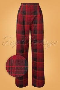 Vixen - 50s Senna Plaid Trousers in Red