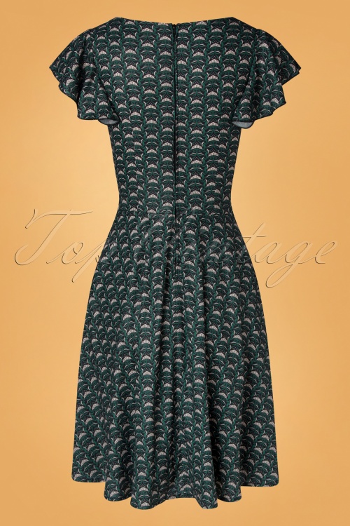 Vixen - 50s Fiona Flare Dress in Black and Green 5