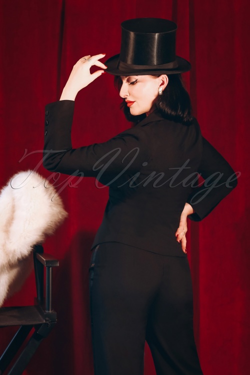 Vintage Diva  - The Catherine Smoking Blazer in Black 4