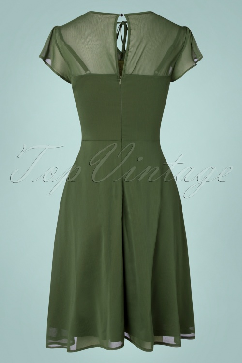 Vixen - Peppa Flare Dress Années 50 en Vert Olive 6