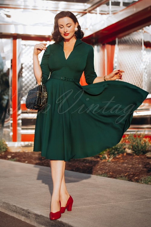 Vintage Diva | El vestido swing de Laura Lee en verde cazador