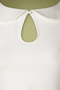 Vixen - 50s Dahlia Peplum Top in Ivory White 3