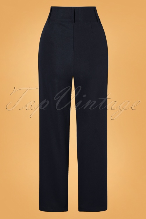Vixen - 40s Turn Up Trousers in Night Blue 2