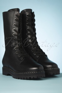 s.Oliver - 70s Leather Combat Look Boots in Black 2