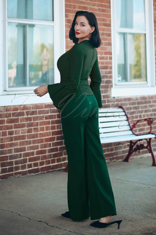 Vintage Diva  - The Tawny broek in Rich Green 3