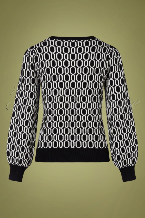 Smashed Lemon - Babette Sweater Années 60 en Noir et Blanc 3