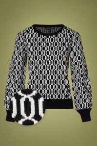 Smashed Lemon - Babette Sweater Années 60 en Noir et Blanc