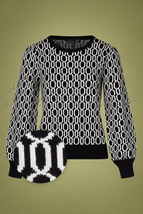 Smashed Lemon - 60s Babette Sweater in Black and White