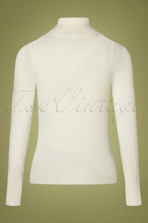 Smashed Lemon - 60s Teresia Rollneck Top in Off White 3