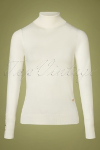 Smashed Lemon - 60s Teresia Rollneck Top in Off White 2