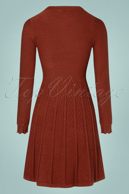 Smashed Lemon - 60s Nina Knitted Dress in Rust 3