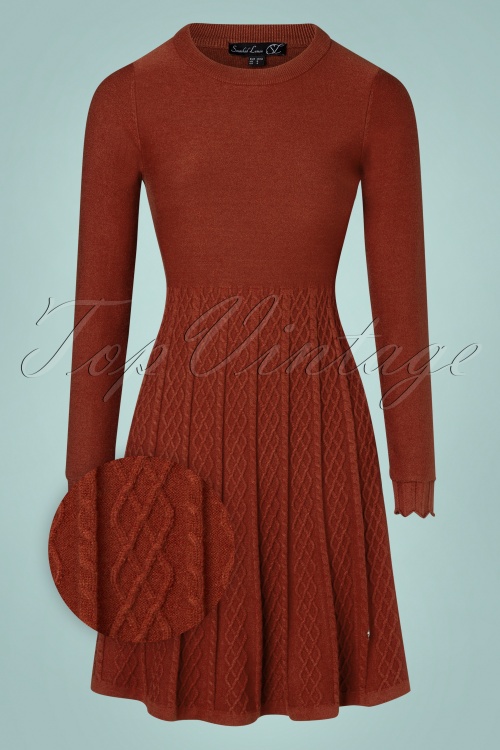 Smashed Lemon - 60s Nina Knitted Dress in Rust