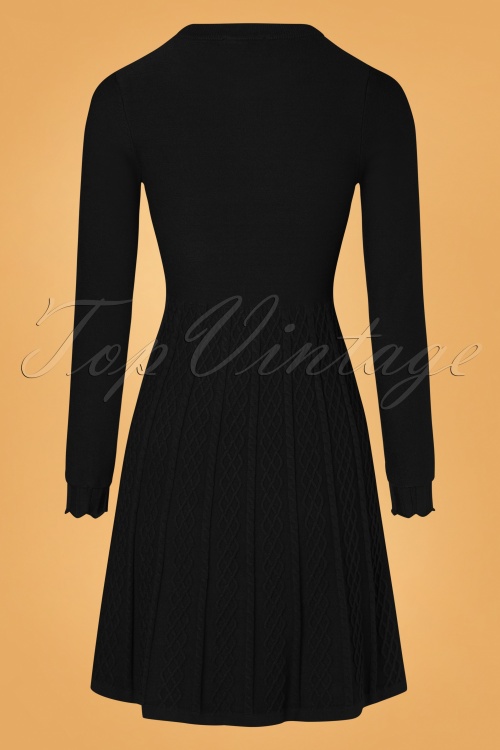 Smashed Lemon - 60s Nina Knitted Dress in Black 3