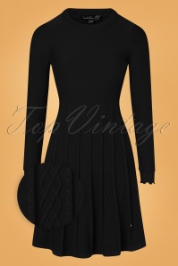 Smashed Lemon - 60s Nina Knitted Dress in Black 2