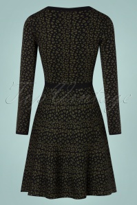 Smashed Lemon - 60s Georgie Knitted Dress in Black and Army 3