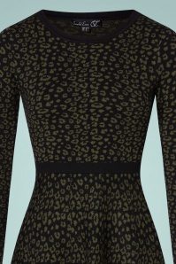 Smashed Lemon - Georgie Knitted jurk in zwart en legergroen 4
