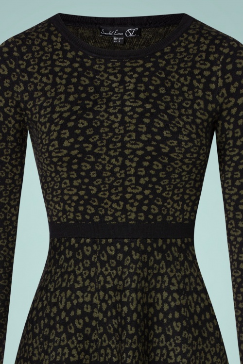 Smashed Lemon - Georgie Knitted jurk in zwart en legergroen 4