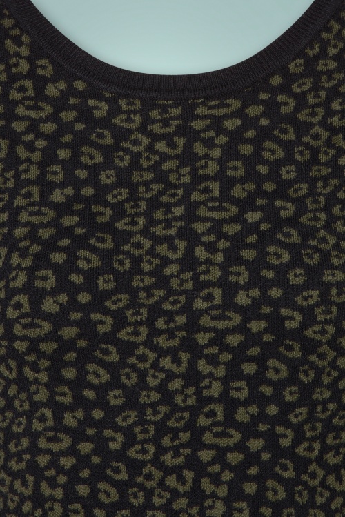 Smashed Lemon - Georgie Knitted jurk in zwart en legergroen 5