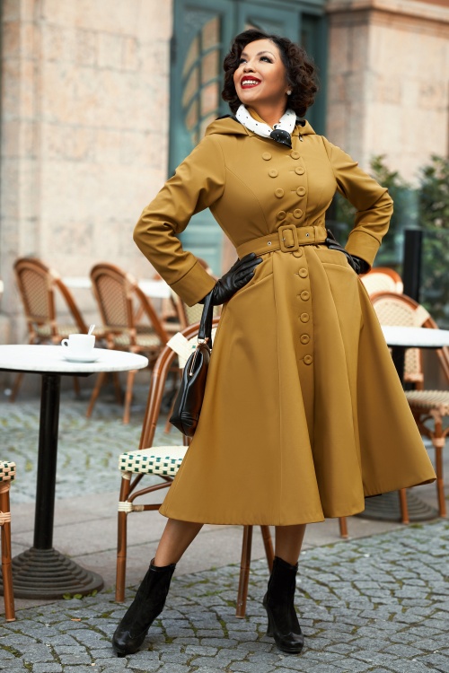 Miss Candyfloss - 50s Lucinda Merigold Swing Trenchcoat in Mustard