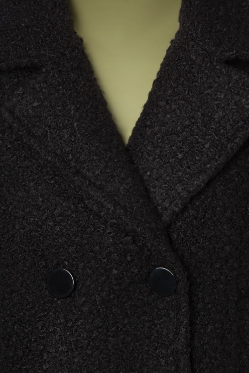 Smashed Lemon - Emily Boucle Short Coat Années 60 en Noir 3