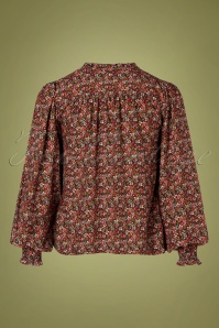 Smashed Lemon - 70s Deena Flowers Blouse in Black and Red 4