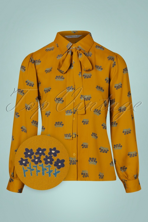 Compania Fantastica - Aster Flower blouse in oker