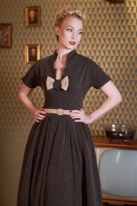 Miss Candyfloss - 50s Adelia Sadie Bow Swing Dress in Charcoal 3