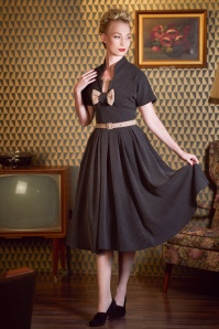 Miss Candyfloss - 50s Adelia Sadie Bow Swing Dress in Charcoal 4