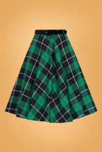 Bunny - 50s Beryl Check Swing Skirt in Black and Green