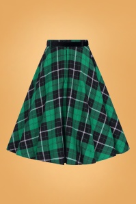 Bunny - 50s Beryl Check Swing Skirt in Black and Green 4