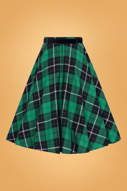 Bunny - 50s Beryl Check Swing Skirt in Black and Green 4