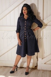 Collectif Clothing - 30s Pearl Coat in Black Wool