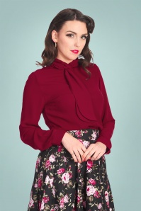 Banned Retro - 50s Grace Blouse in Burgundy 2