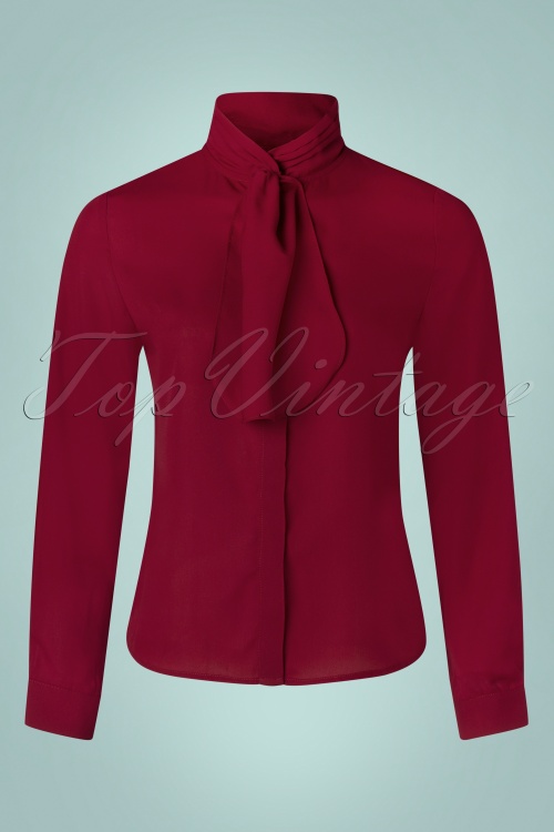 Banned Retro - 50s Grace Blouse in Burgundy