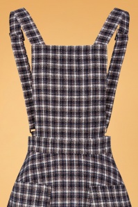 Banned Retro - 50s Holly Pinafore Swing Dress in Blue 3
