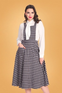 Banned Retro - 50s Holly Pinafore Swing Dress in Blue 2