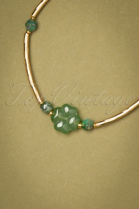 Urban Hippies - Lucky Clover Tube Bracelet in Gold and Jade 2