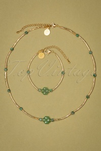 Urban Hippies - Lucky Clover Tube Bracelet in Gold and Jade 3
