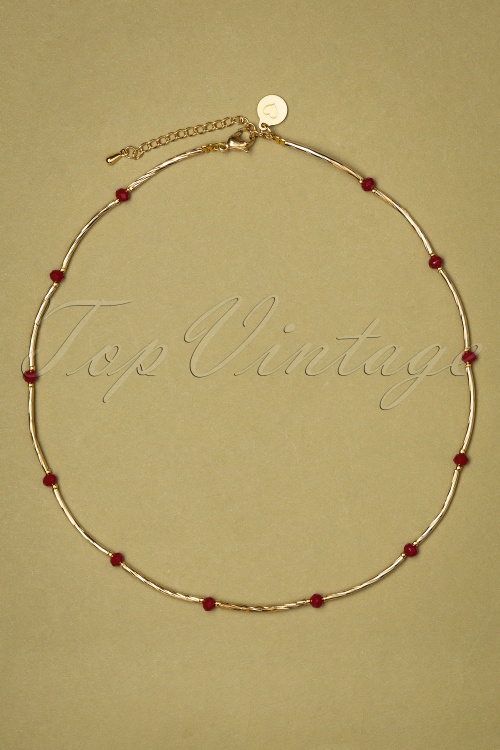 Urban Hippies - 70s Sassy Tube Necklace in Gold and Ruby