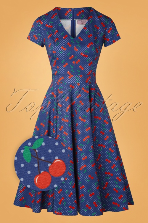 hoogtepunt thuis zin Topvintage Boutique Collection | Topvintage exclusive ~ 50s Olivia Cherry  Dots Short Sleeve Swing Dr