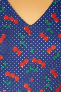 Topvintage Boutique Collection - Topvintage exclusive ~ Olivia Cherry Dots Short Sleeve Pencil Dress Années 50 en Bleu Marine 5