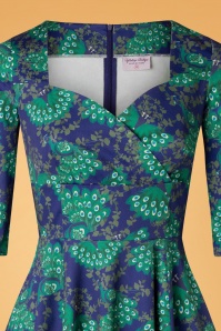 Topvintage Boutique Collection - TopVintage exclusive ~ Amelia Peacock Long Sleeve Swing Dress Années 50 en Bleu Marine 5