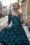 TopVintage exclusive ~ Amelia Peacock Long Sleeve Swing Dress Années 50 en Bleu Marine