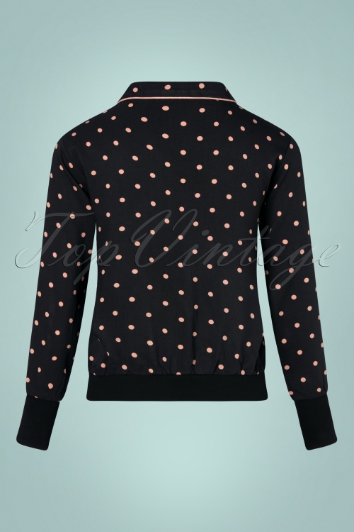 Mademoiselle YéYé - 60s Welcome Beauty Polka Dots Blouse in Black 3