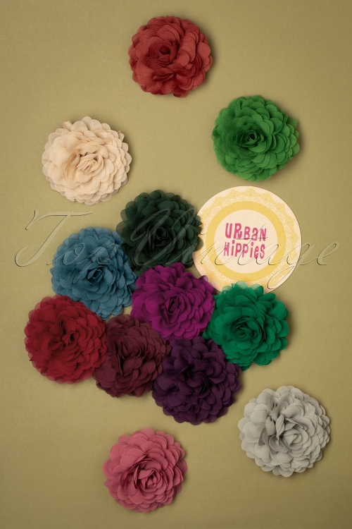 Urban Hippies - 70s Hair Flowers Set in Clover, Meadow and Para Green 3