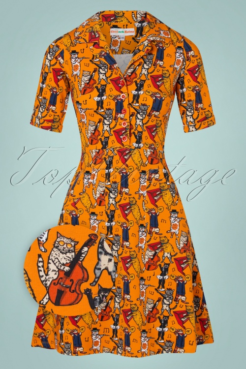 Cissi och Selma - 60s Monica Jazzkatt Dress in Orange