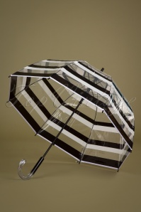 So Rainy - Rayures Transparent Dome Schirm in Schwarz und Weiß 3