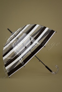 So Rainy - Rayures Transparent Dome paraplu in zwart en wit