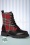 Shelly Vegan Highland Tartan Boots Années 60 en Rouge et Noir